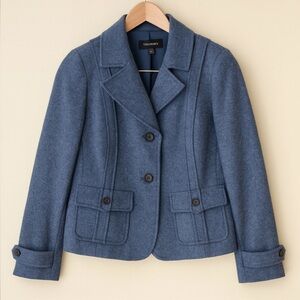Talbots Wool Blend Blue Blazer Jacket 10P Classic Workwear